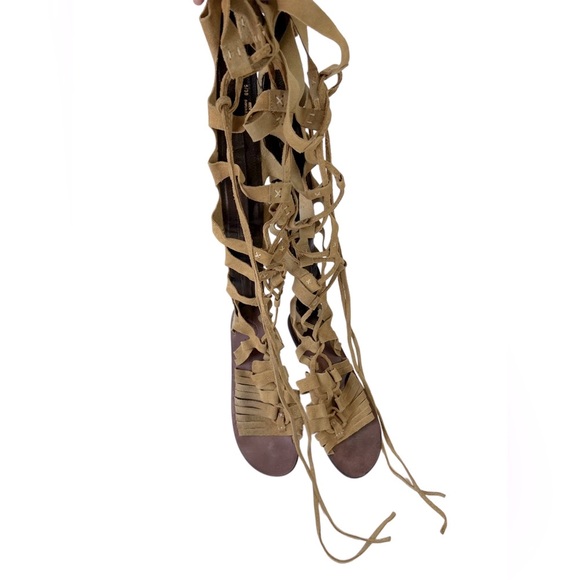 Free People Cypress Gladiator Suede Leather Tall Sandals Boho Lagenlook 38 8 - Picture 6 of 14